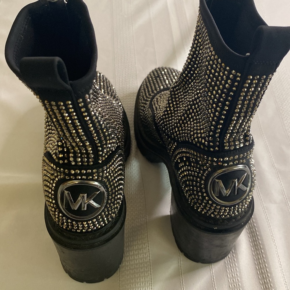 Michael Kors Black Studded Platform Ankle Boots - Picture 6 of 7